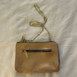 Topshop gold metalic bag with long gold chain strap